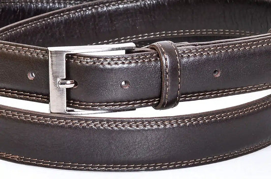 Klasszikus  bőröv öltönyhöz - Barna – valódi bőröv, elegáns viselethez és esküvőre is ajánlott