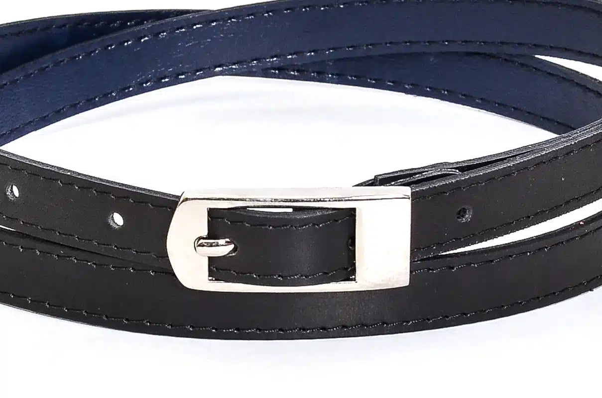 Keskeny női bőröv - Fekete – valódi bőröv, elegáns viselethez és esküvőre is ajánlott