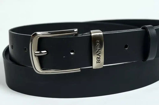 Brandó bőröv - Fekete – valódi bőröv, elegáns viselethez és esküvőre is ajánlott